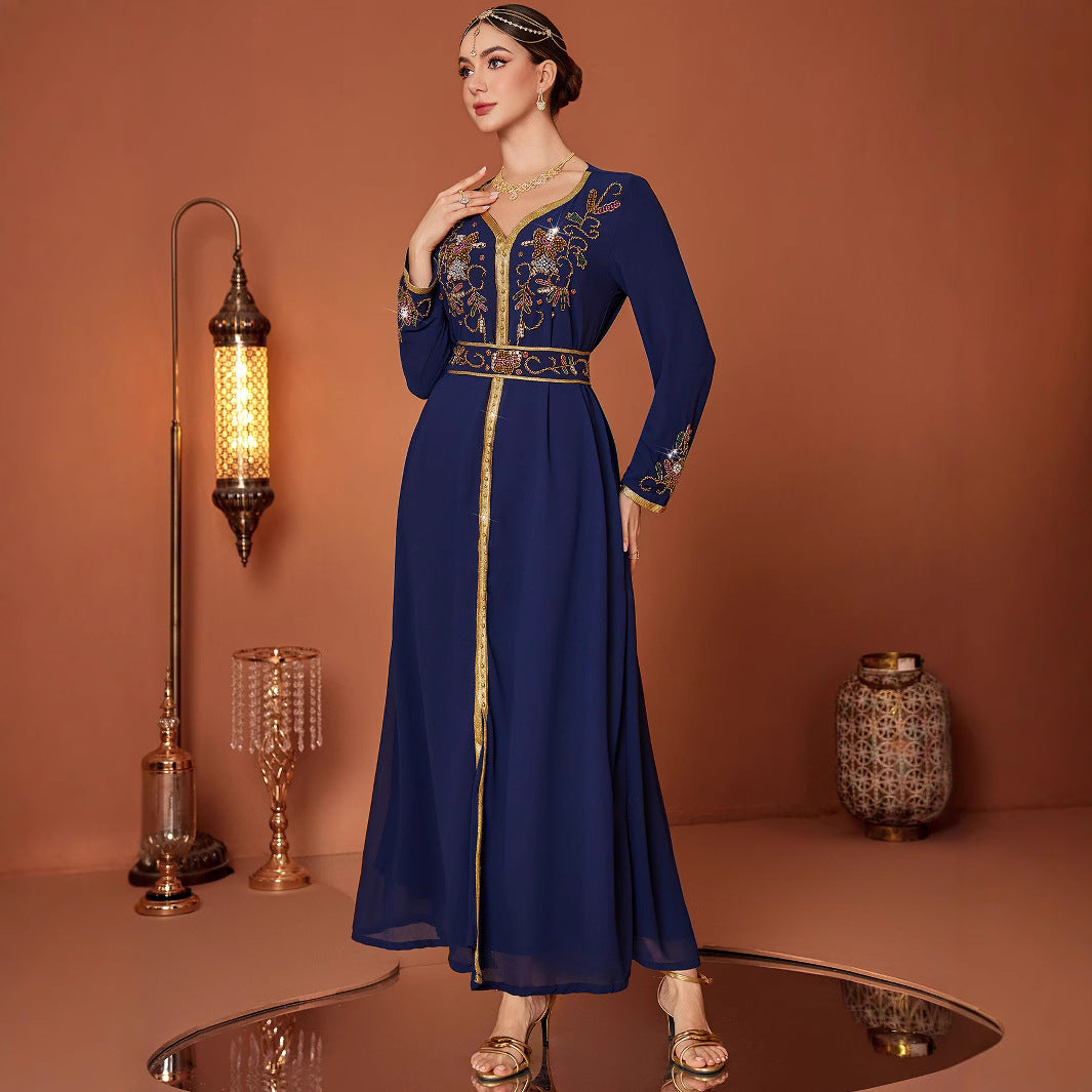 Middle East Saudi Arabia DUBAI Turkish Clothing Blue Dress