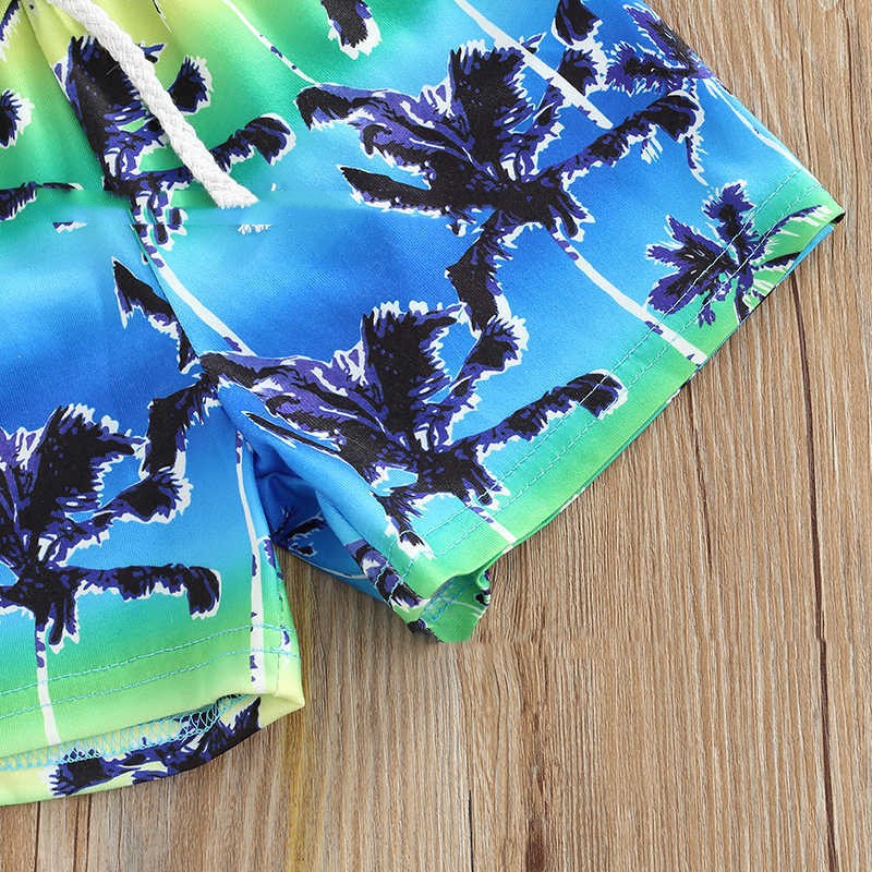 Boy's Back Letter Coconut Pattern T-shirt Shorts Set