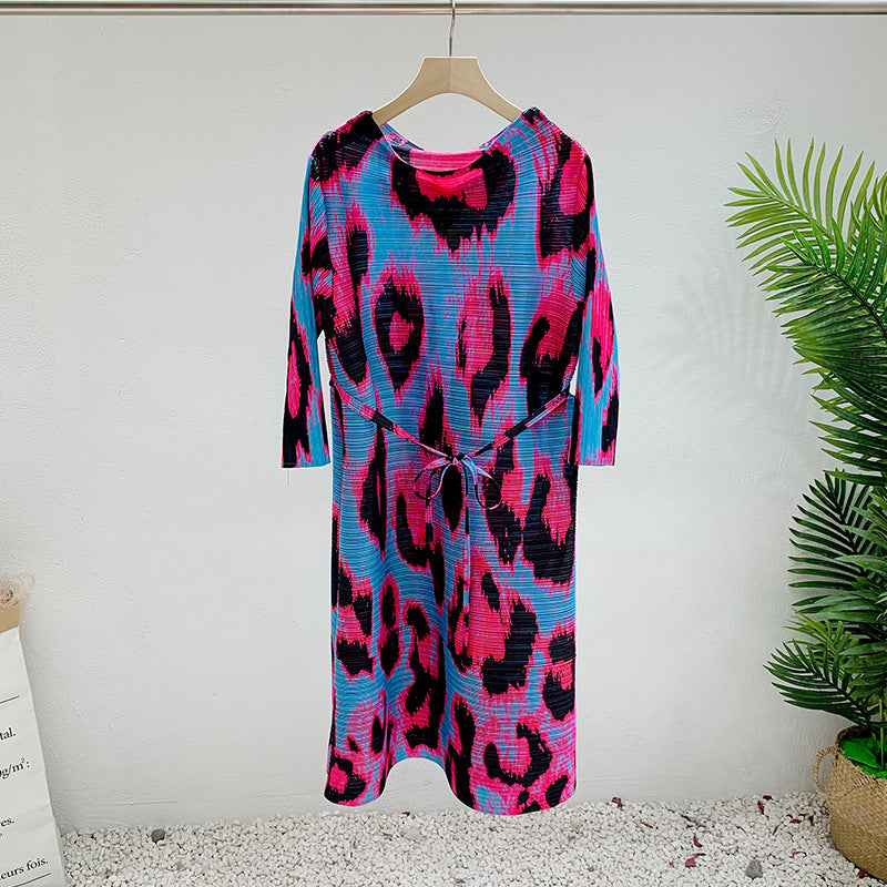 White Dove Pleated Dress New Rose Red Loose Western Style Age-Reducing Middle Age Summer