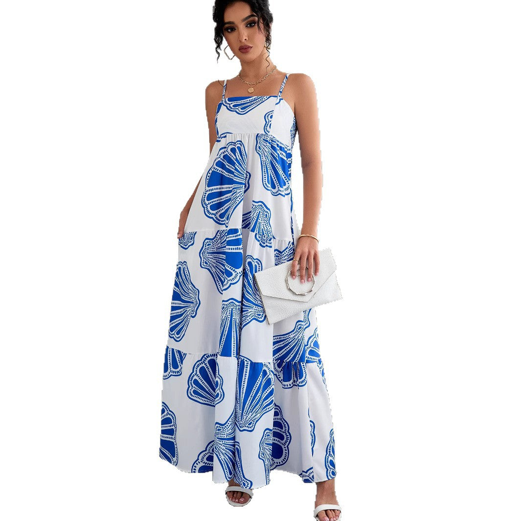 Casual Layered Strap Dress for Beach Vacation Long Dress