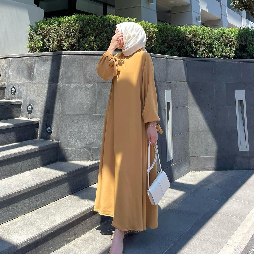 Muslim Arab Long Sleeve Dress with Elegant Style