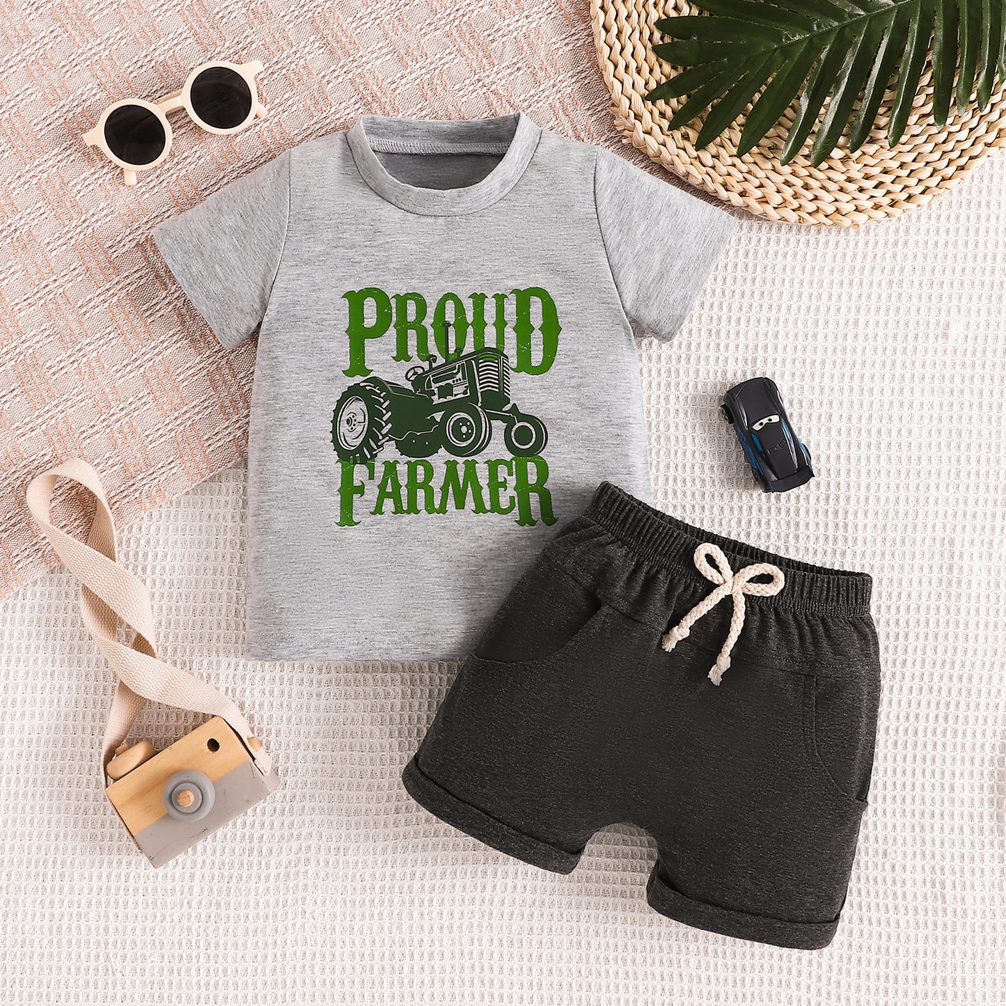 Summer New Tractor Printing Sports Suit