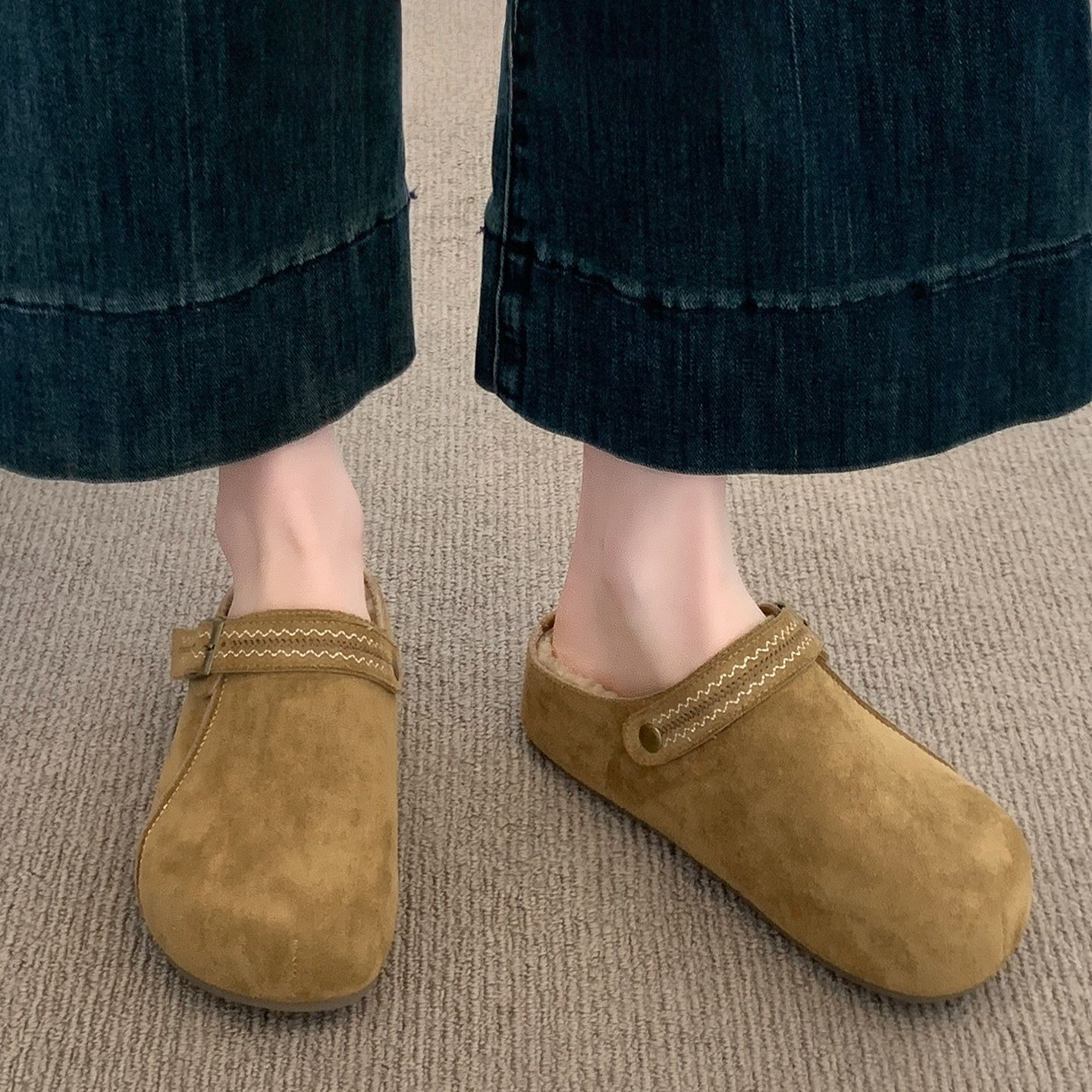 Thick Sole Half Slippers Women's Outer Wear New Autumn And Winter