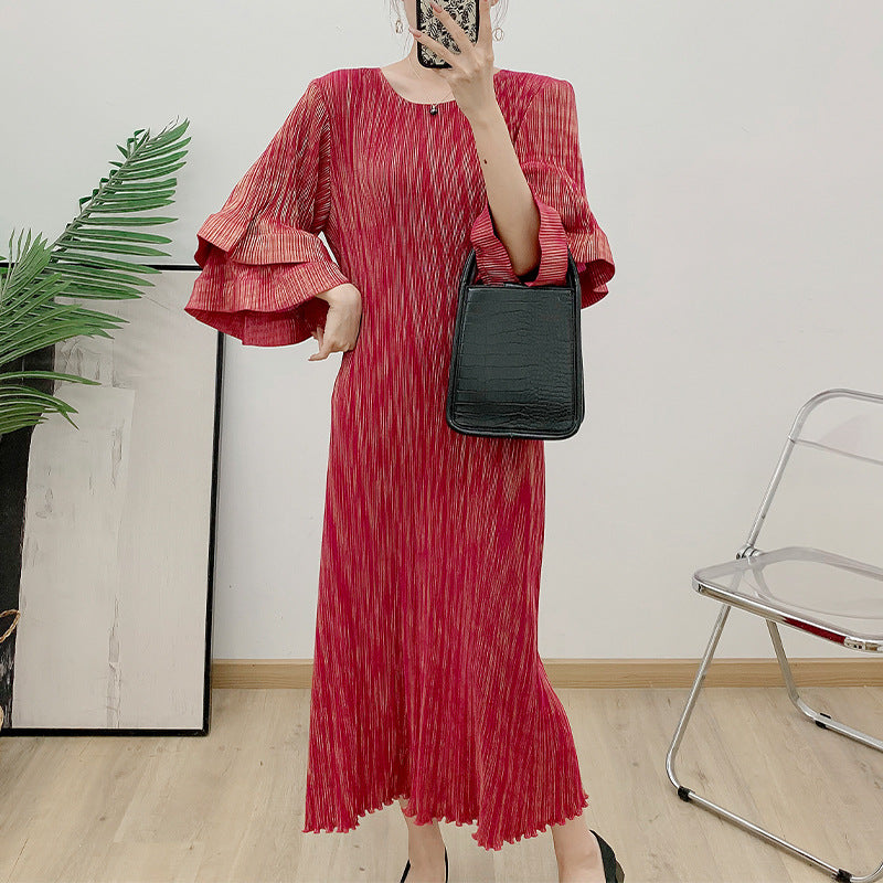 Wrinkle Dress Autumn/Winter New Middle East Foreign Trade Export Dress AliExpress Explosive Women's Clothing