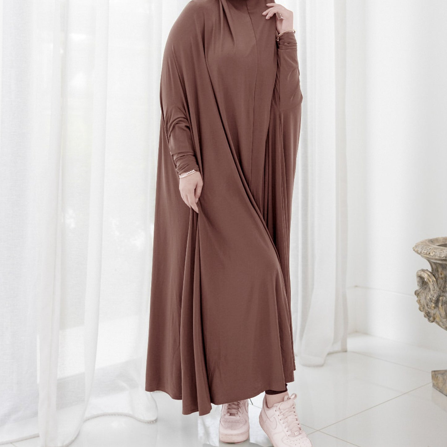 Middle East Dubai Turkey Solid Color Batwing Dress