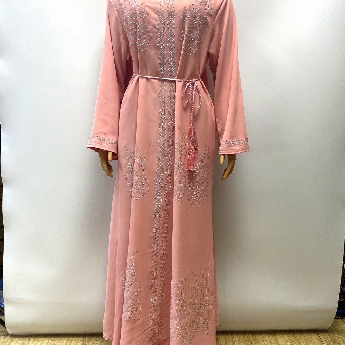 Solid Color Rhinestone Broken Card Loose Dubai Saudi Dress