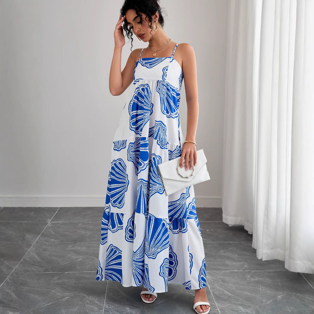 Casual Layered Strap Dress for Beach Vacation  Long Dress