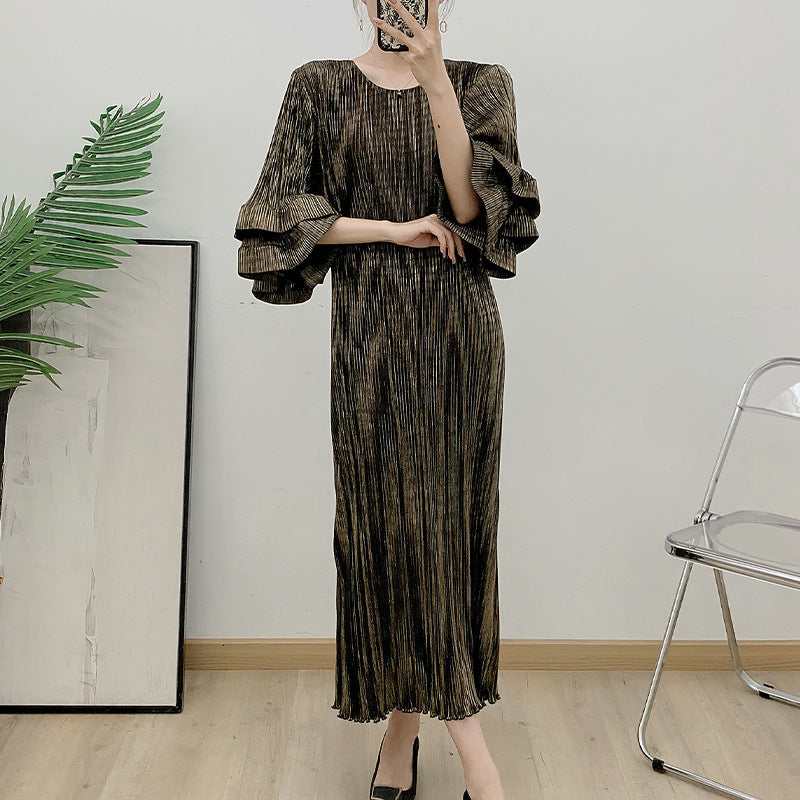 Wrinkle Dress Autumn/Winter New Middle East Foreign Trade Export Dress AliExpress Explosive Women's Clothing