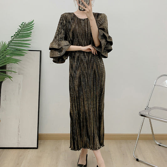 Wrinkle Dress Autumn/Winter New Middle East Foreign Trade Export Dress AliExpress Explosive Women's Clothing