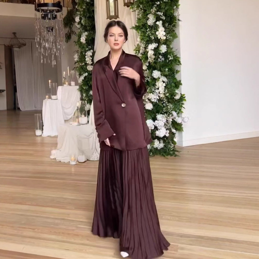 Business Suit Jacket Pleated Skirt  Elegant Middle East Arab Set
