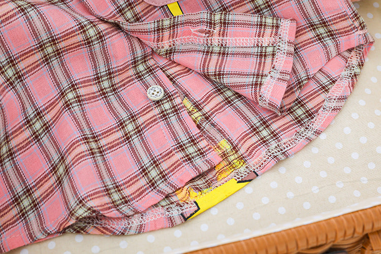Two-piece Check cCotton Shirt For Kids