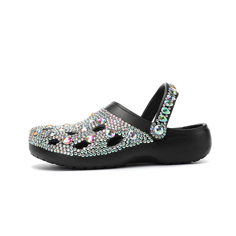 Platform Rhinestone Hole Shoes Casual Sandals