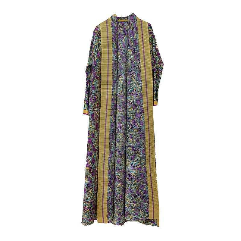 Folded printed long robe Middle East Dubai cardigan