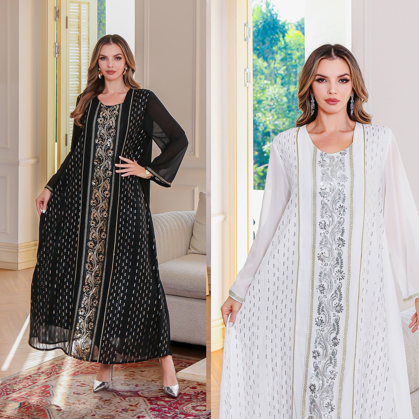 Muslim Long Robe Dress Middle Eastern Clothing  Long Sleeve Gown