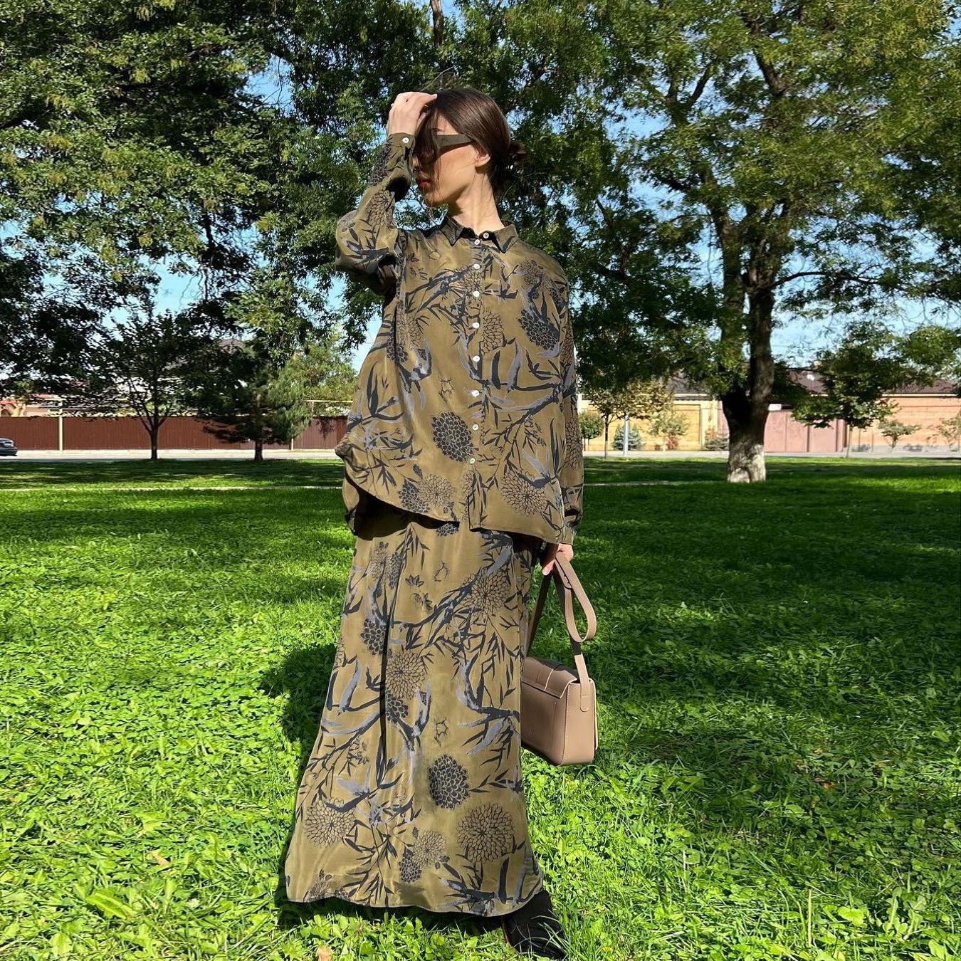 Long Sleeve Blouse and Skirt Casual Set for Middle Eastern Arab Women