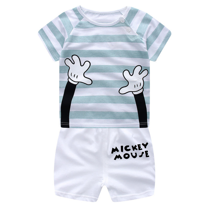 New baby suit cotton children's clothes summer boy two-piece suit