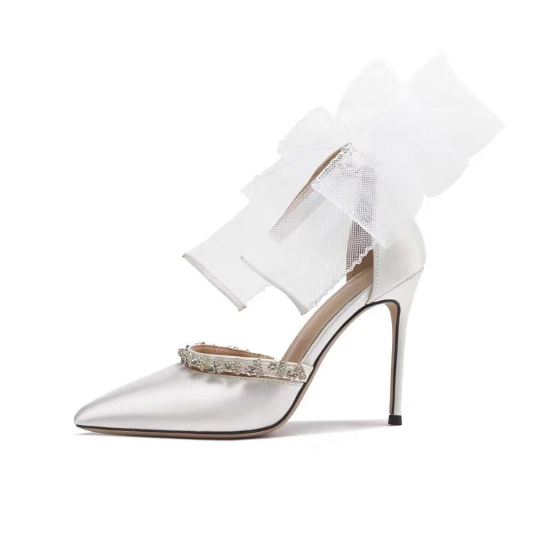 Rhinestone Bow High Heel Sandals