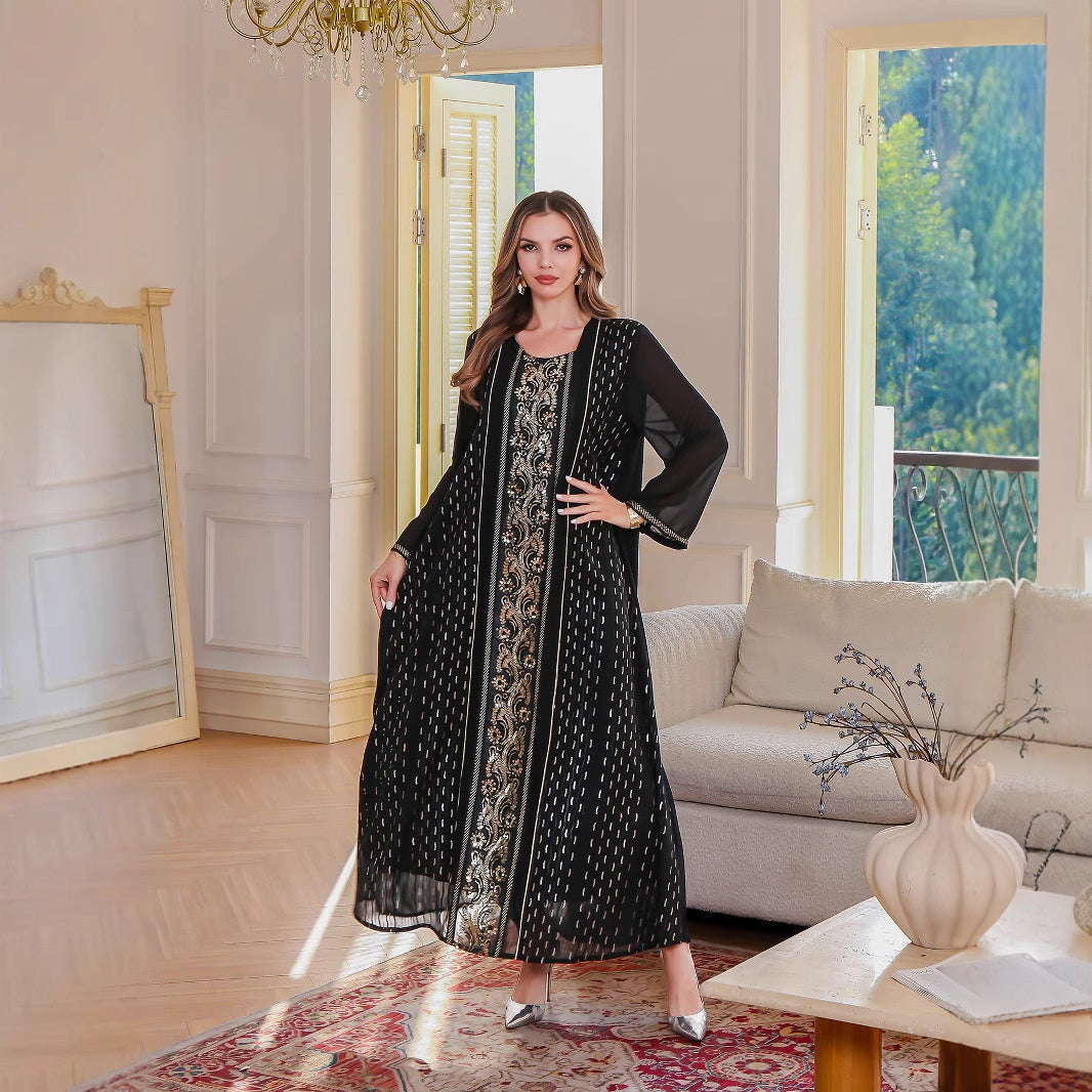 Muslim Long Robe Dress Middle Eastern Clothing  Long Sleeve Gown