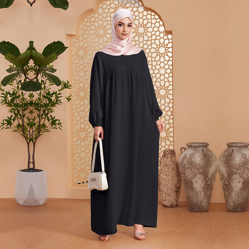 Abaya Robe Women's Long Dress Middle East Turkey Solid Color Simple Loose dress
