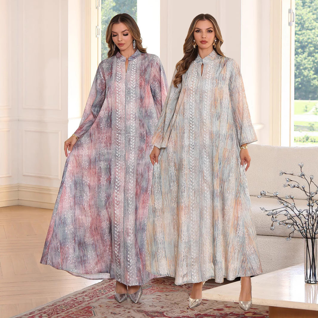 Muslim Women's Dress Islamic Clothing Middle East Elegant Fashion Printed  Long Robe