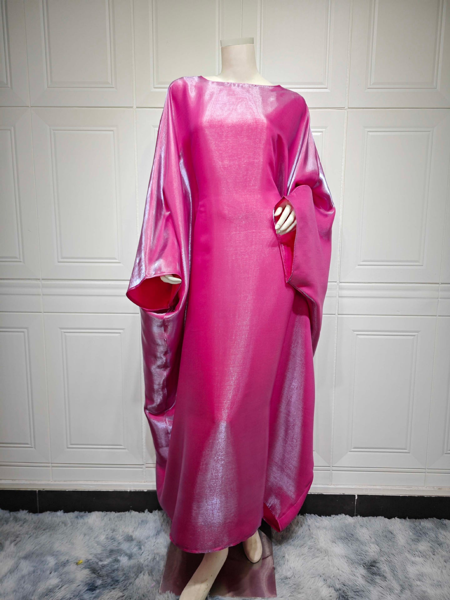 Modest Muslim Bright Silk Satin Abaya Dress