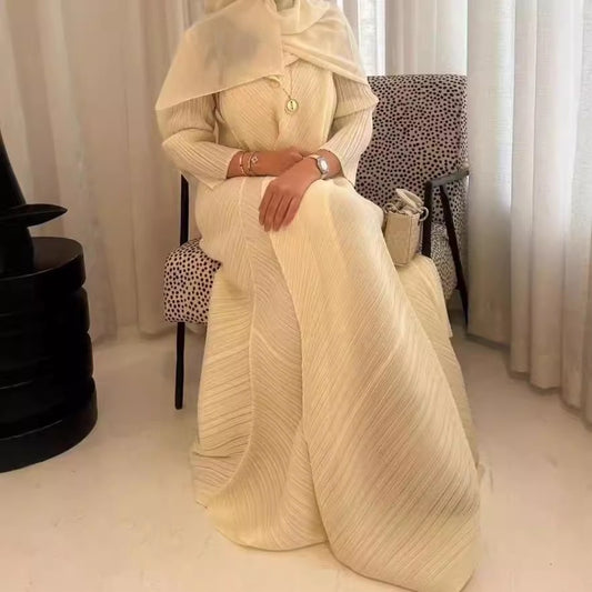 Middle East Dubai long robe dress women's plus size floral bud skirt apricot long skirt