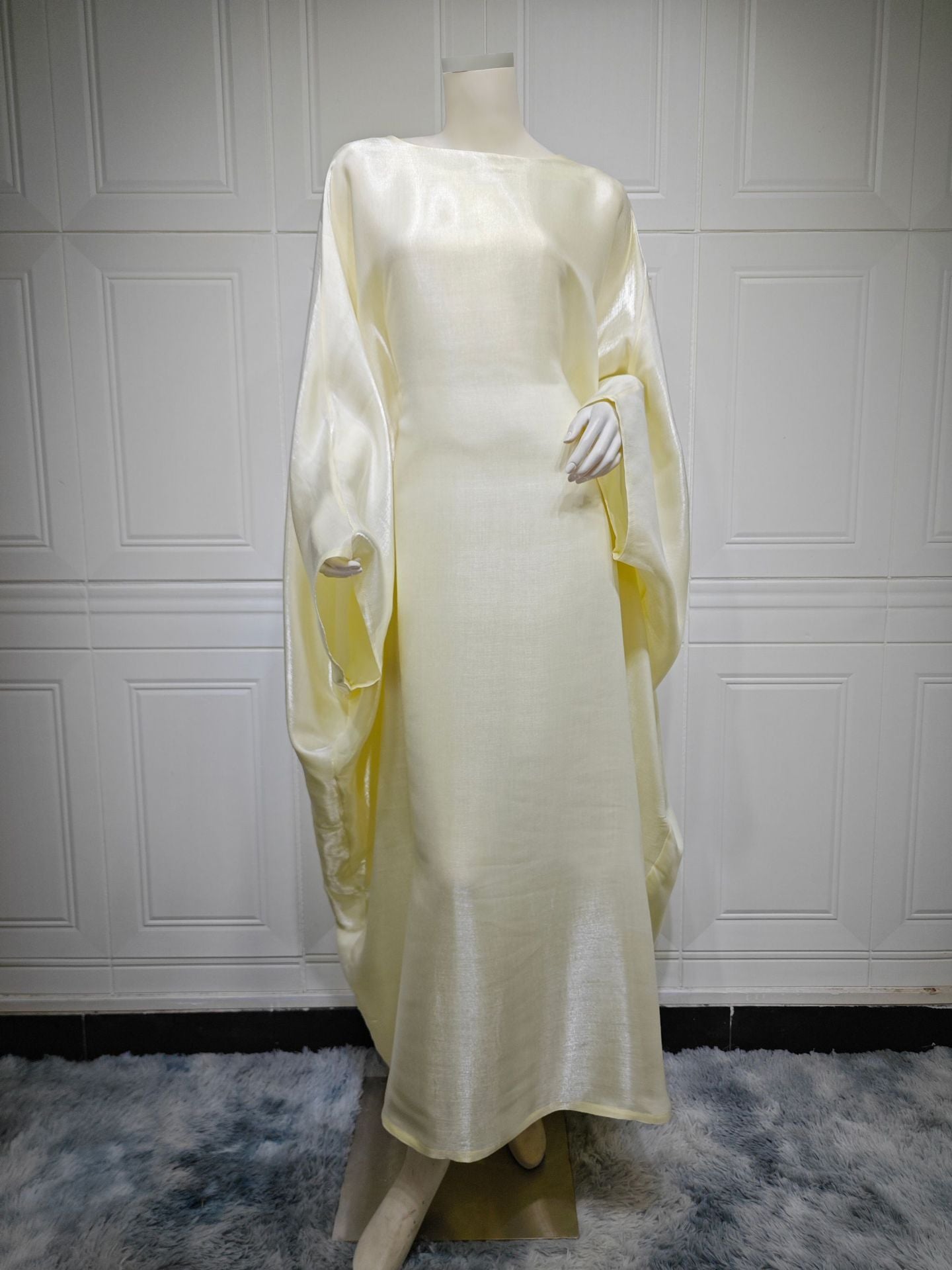Modest Muslim Bright Silk Satin Abaya Dress
