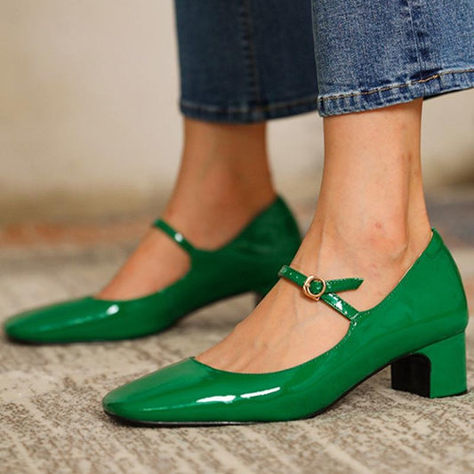 Stylish Mid-heel Plus-size Square-toe Pumps