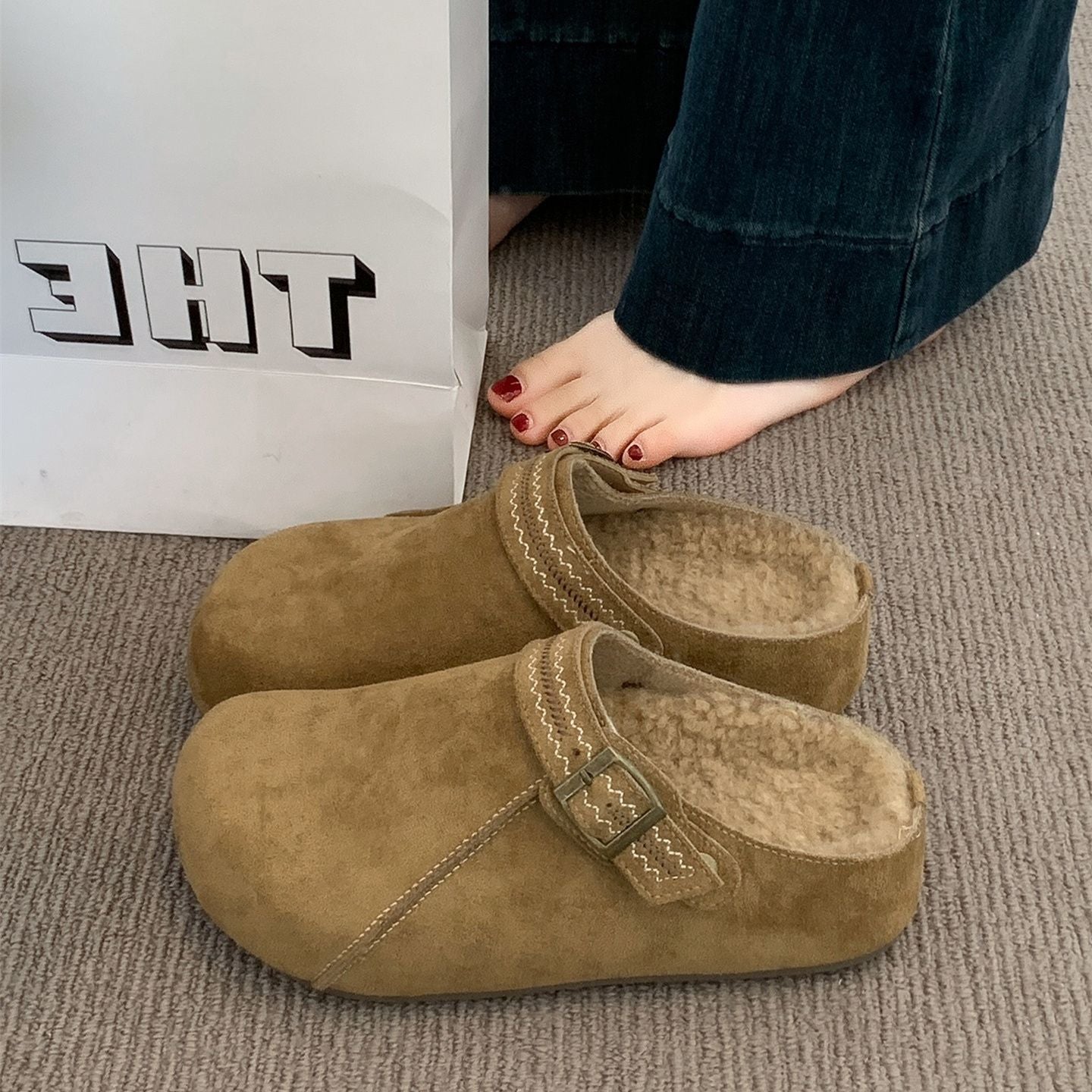 Thick Sole Half Slippers Women's Outer Wear New Autumn And Winter