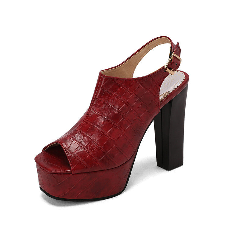 Womens Fish-mouth Sandals With A Square Toe And A High Heel