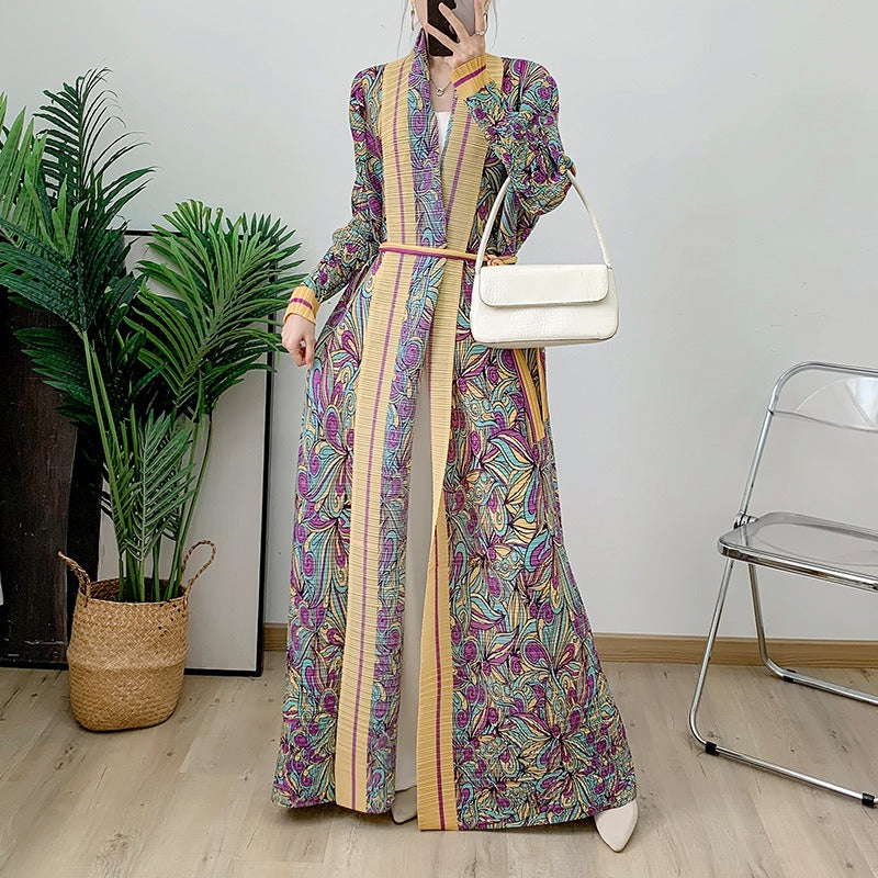 Folded printed long robe Middle East Dubai cardigan