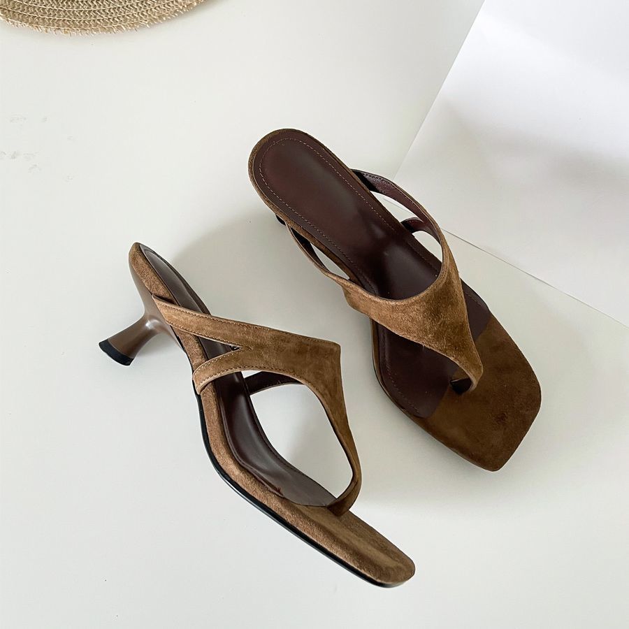 Retro-chic Minimalist Thong Stiletto Sandals