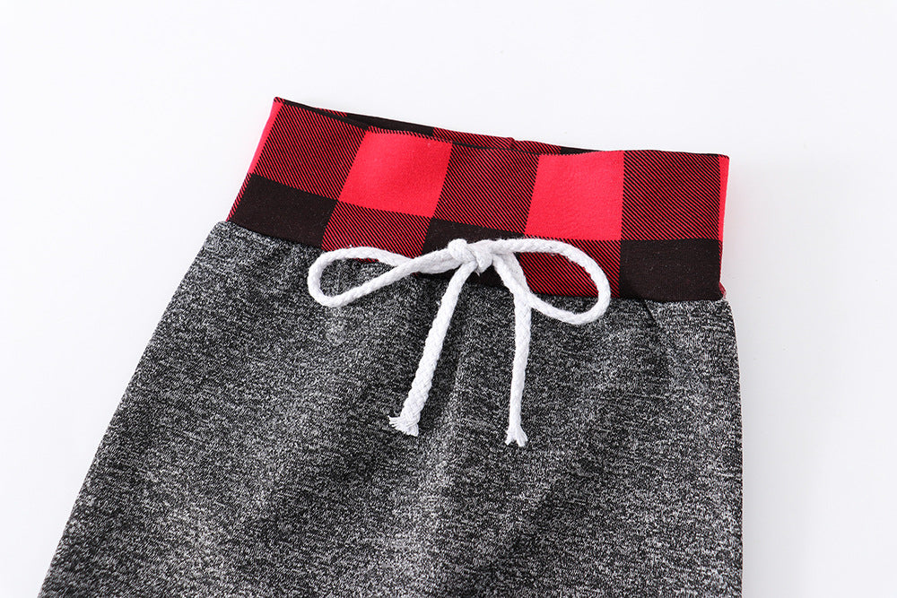 Simple lattice printing stitching suit for babies and children