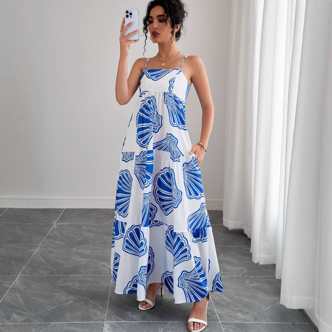 Casual Layered Strap Dress for Beach Vacation  Long Dress