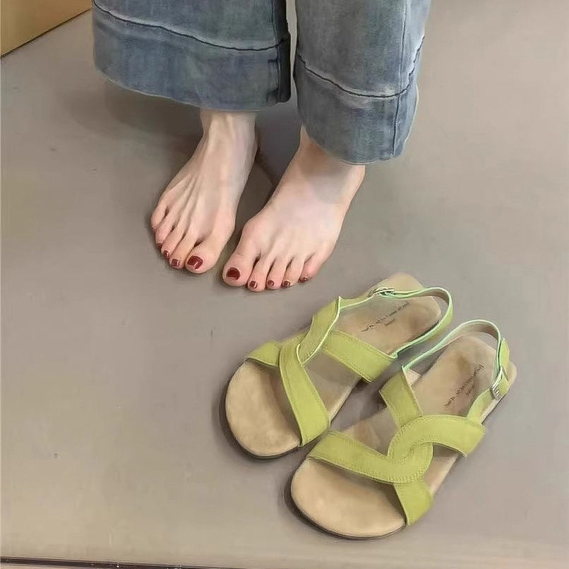 Retro Cross Strap Buckle Sandals For Women Summer