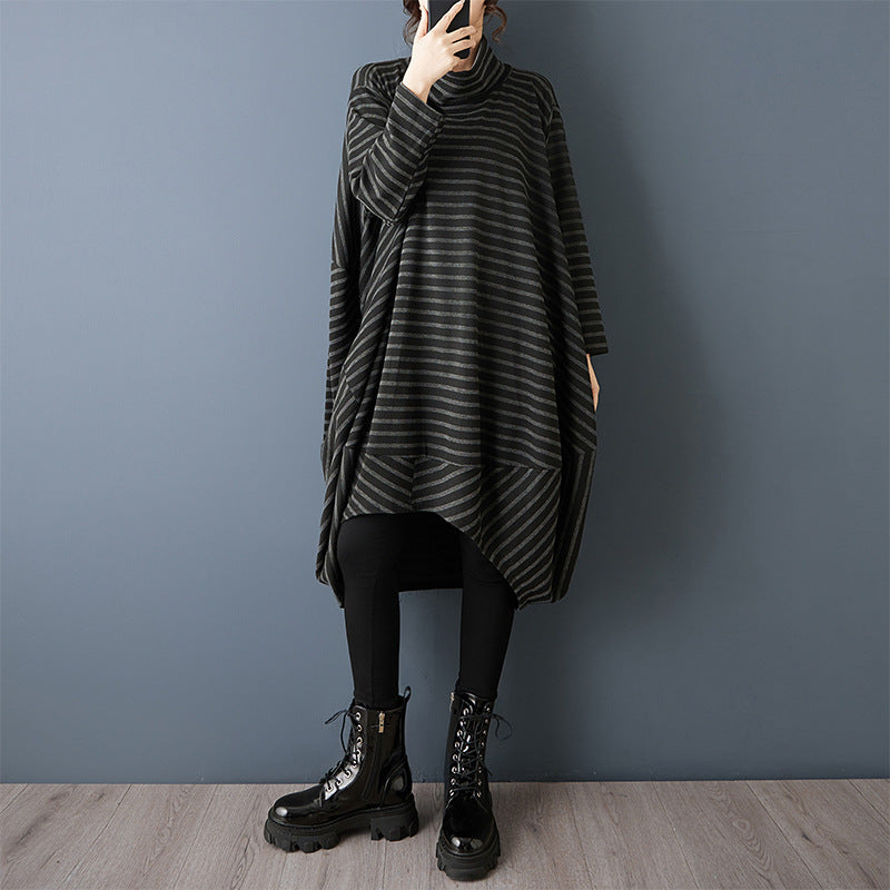 Womens Relaxed, Versatile High-neck Asymmetrical Dress