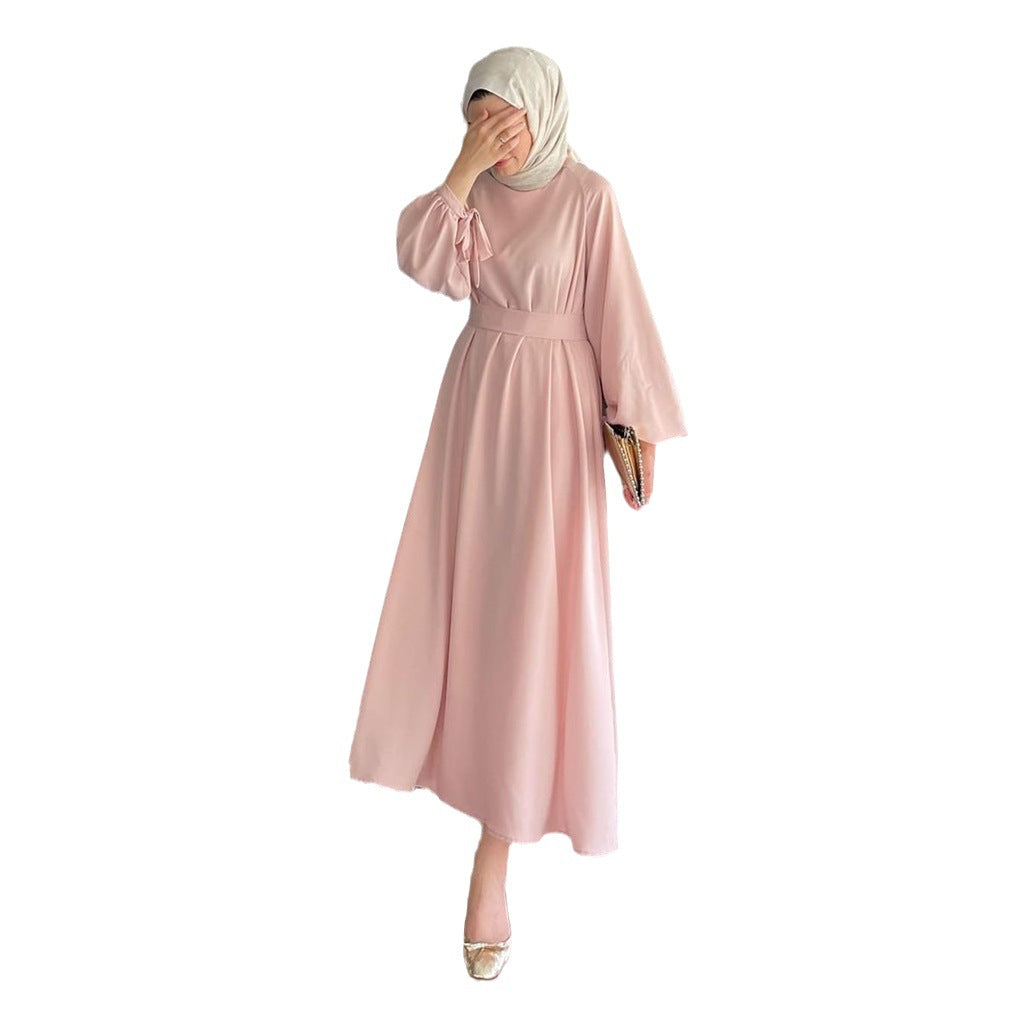 Muslim Arab Long Sleeve Dress with Elegant Style