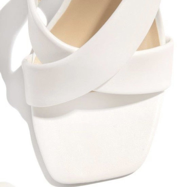 Womens Dainty, High-heeled Plus-size Slide Sandals