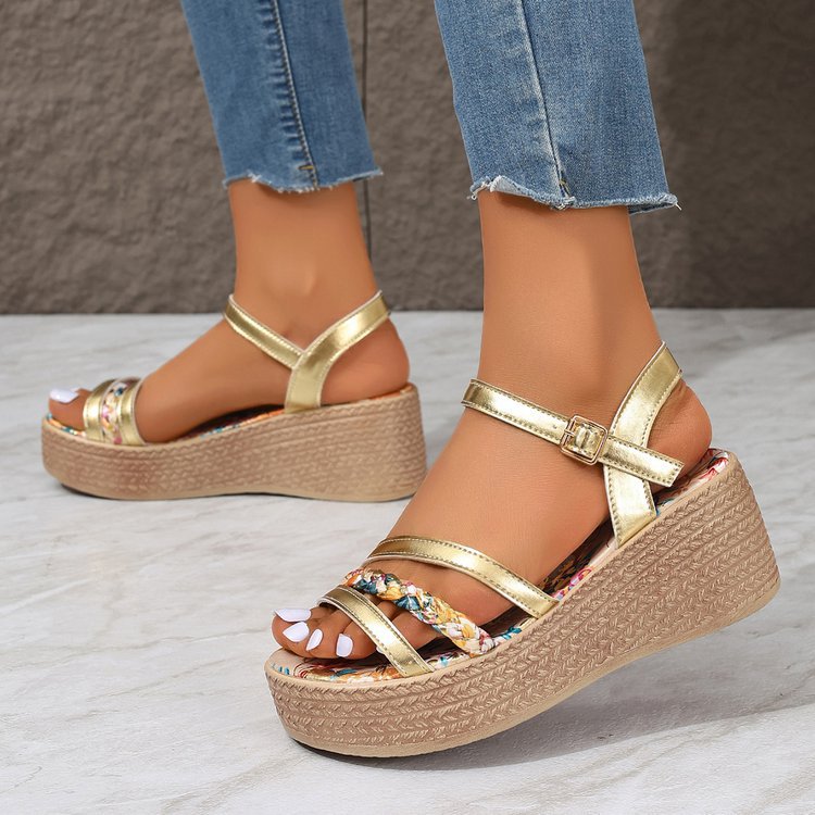 Womens Color-Block Round-Toe Open-Toe Sandals