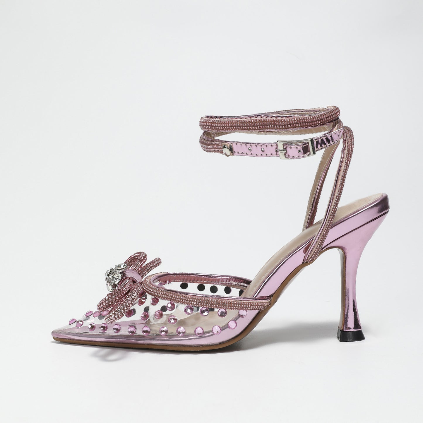 Mach New Summer Transparent Pink Stiletto Bow Women's Shoes