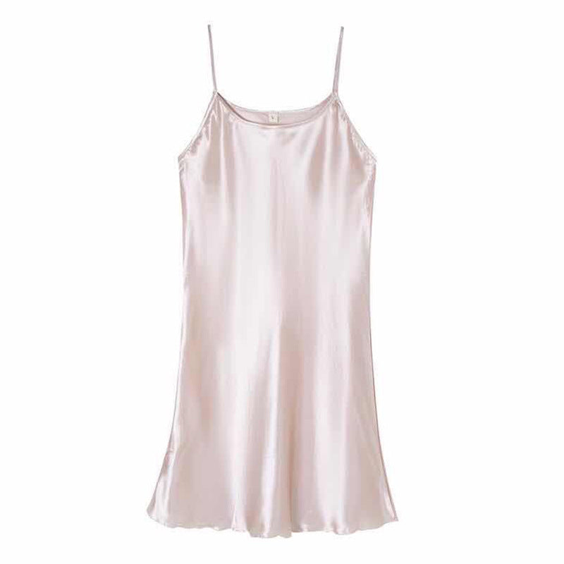 Womens Sleeveless Silk-like Nightgown Home Dress