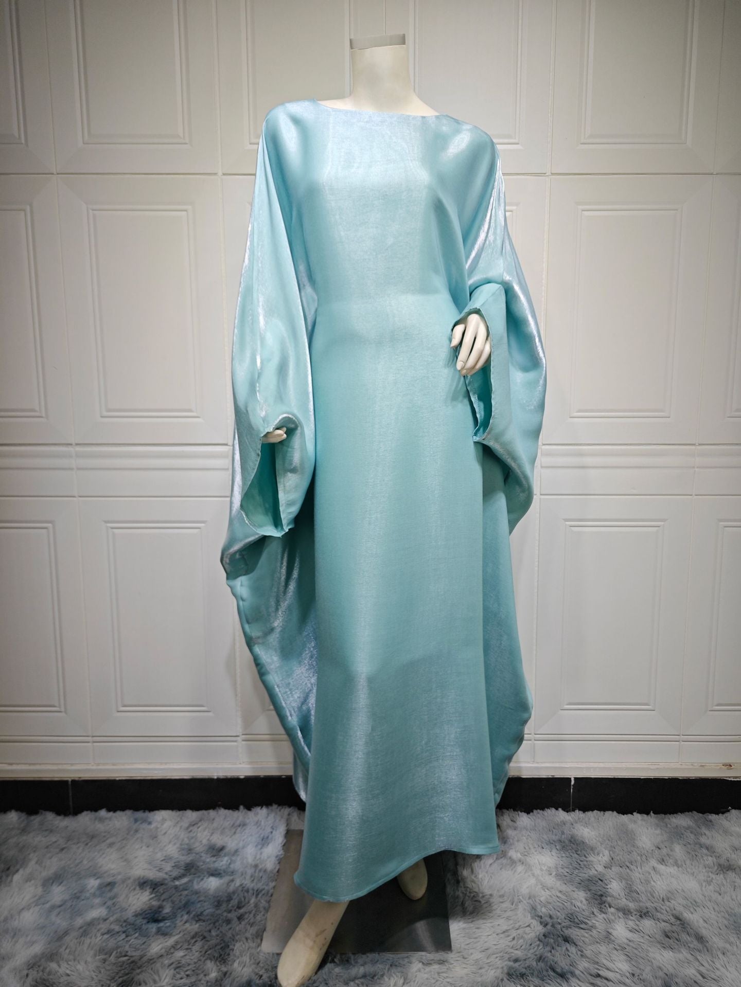 Modest Muslim Bright Silk Satin Abaya Dress