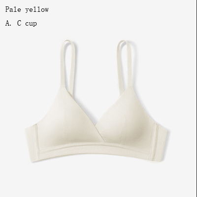 French-style triangle cup cotton small bust uplifting non-empty cup bra for women, thin underwire-free bra