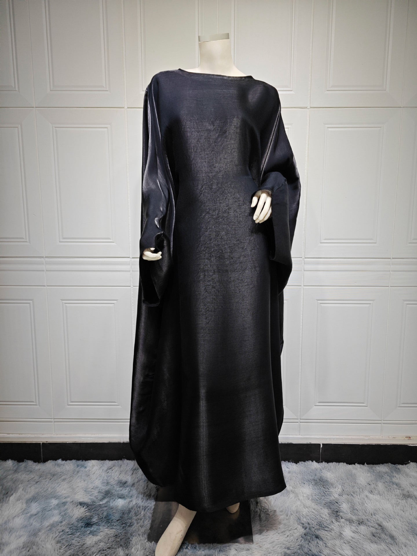 Modest Muslim Bright Silk Satin Abaya Dress