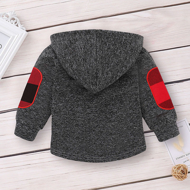 Simple lattice printing stitching suit for babies and children