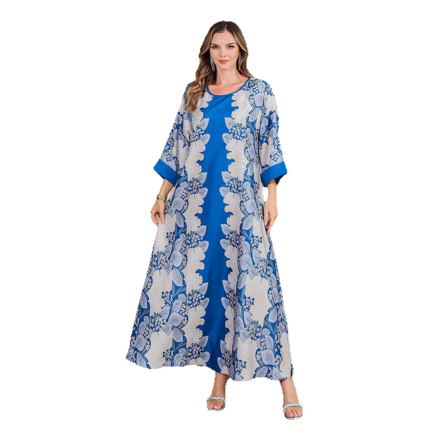 Summer New Arrival Muslim Printed Sequined Long Dress Middle East Dress Elegant Women's