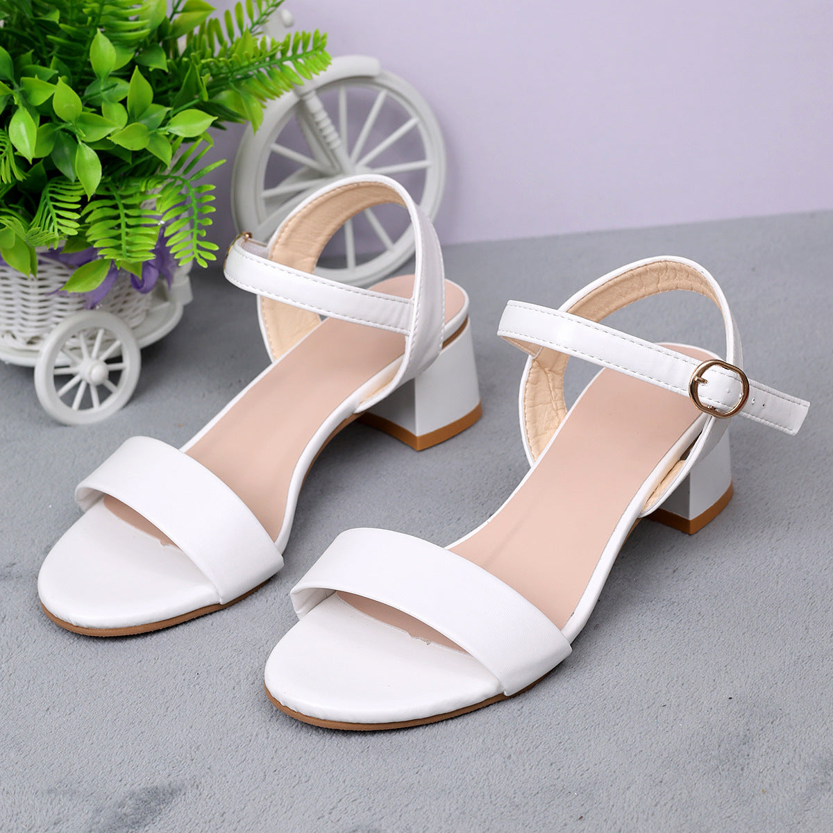 Womens Plus Size Fashionable Round Toe High Heel Sandals