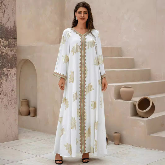 A golden-flowered Abaya robe