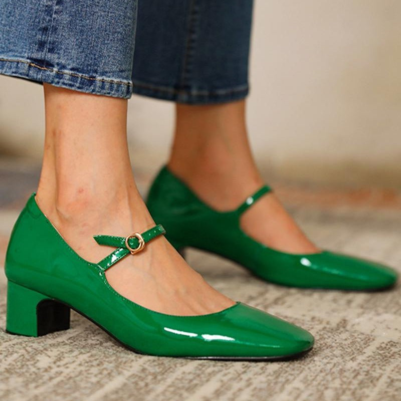 Stylish Mid-heel Plus-size Square-toe Pumps