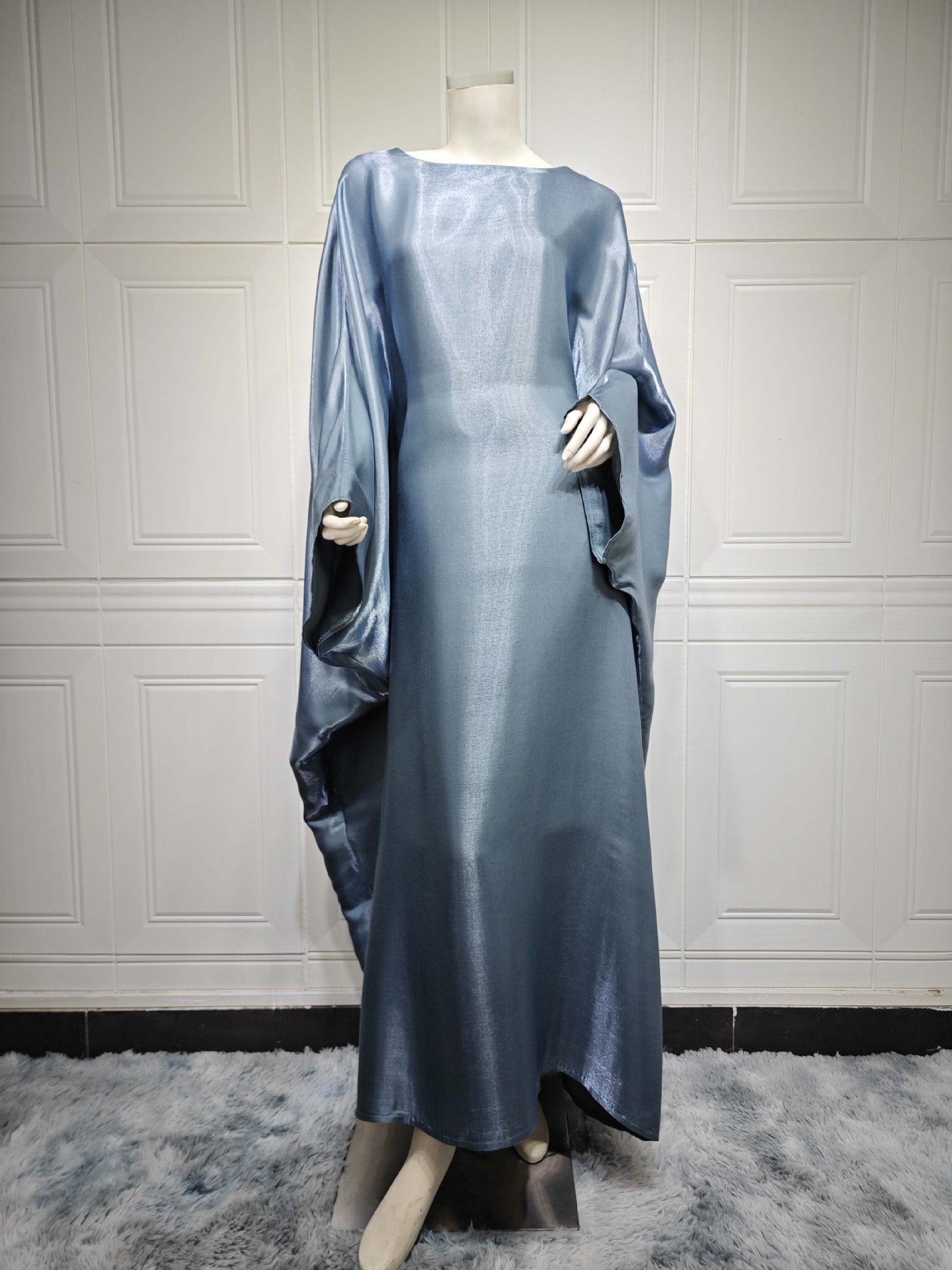 Modest Muslim Bright Silk Satin Abaya Dress
